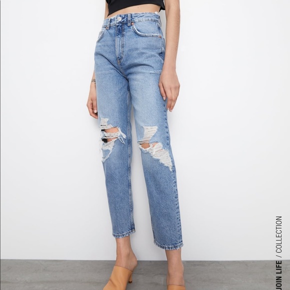 Zara Denim - NWT ZARA RIipped Mom Fit Jeans